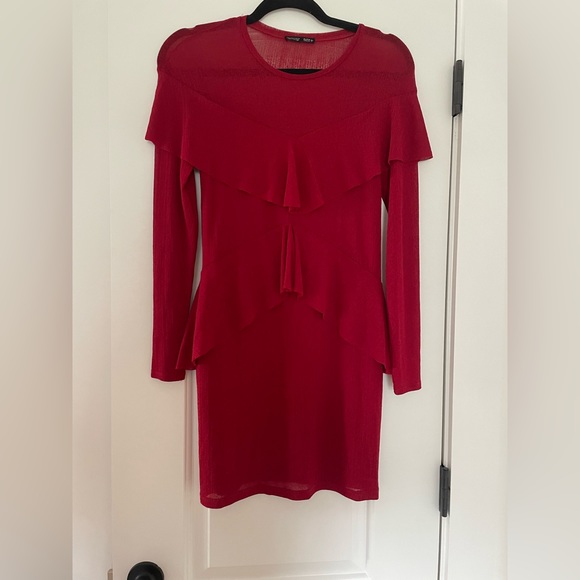 Zara sheer red dress size S - Picture 3 of 6